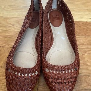The Frye company Emma woven ballet brown flats.